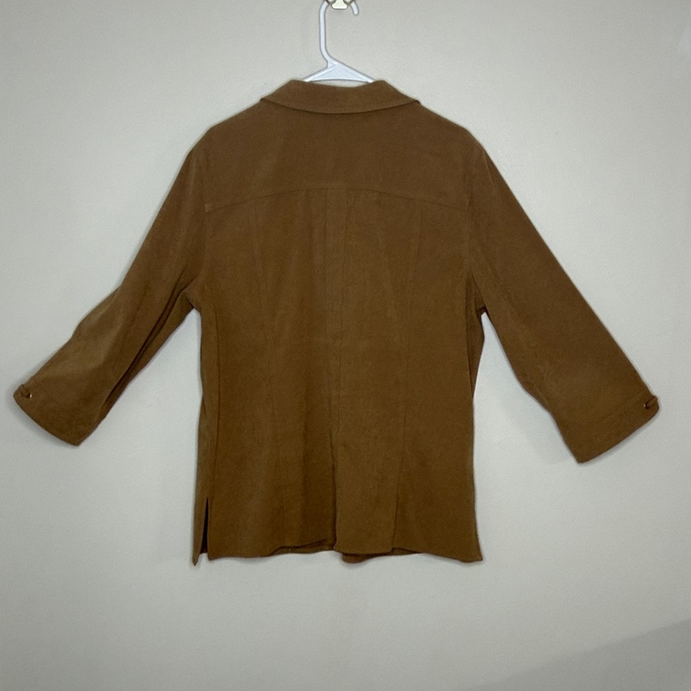 JM Collection Tan Faux Suede Utility Shacket Size XL - Picture 11 of 15
